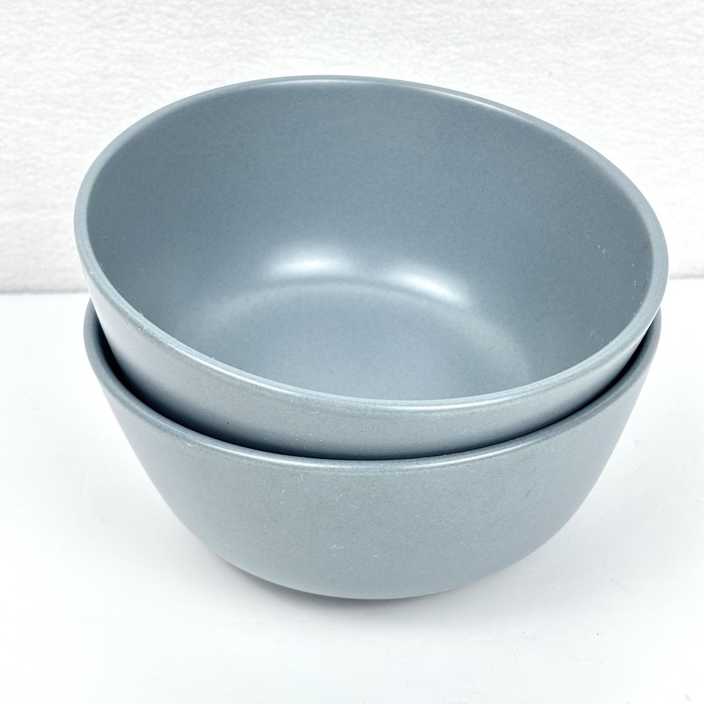 IKEA DINERA Blue Gray Matte Stoneware Cereal Soup Bowls 5.5” Set of 2 12011
